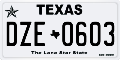 TX license plate DZE0603