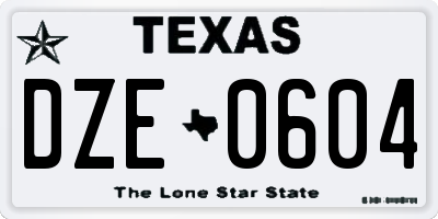 TX license plate DZE0604