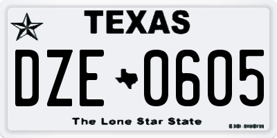 TX license plate DZE0605