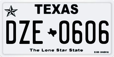 TX license plate DZE0606