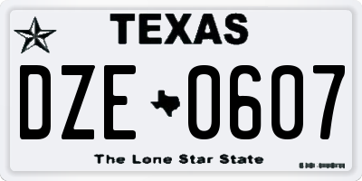TX license plate DZE0607