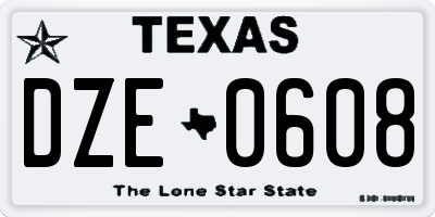 TX license plate DZE0608