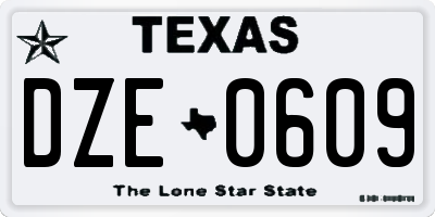 TX license plate DZE0609