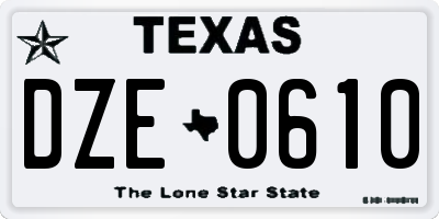 TX license plate DZE0610