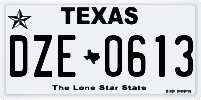 TX license plate DZE0613