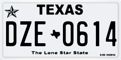 TX license plate DZE0614