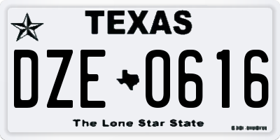 TX license plate DZE0616