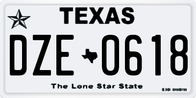 TX license plate DZE0618