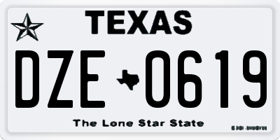 TX license plate DZE0619