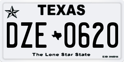 TX license plate DZE0620