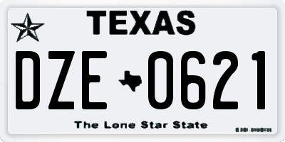 TX license plate DZE0621