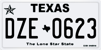 TX license plate DZE0623