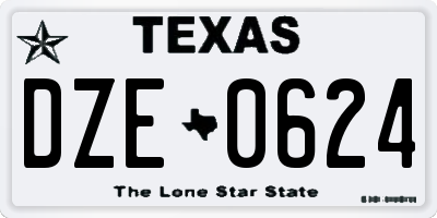 TX license plate DZE0624