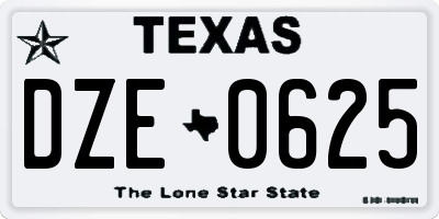 TX license plate DZE0625