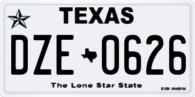 TX license plate DZE0626
