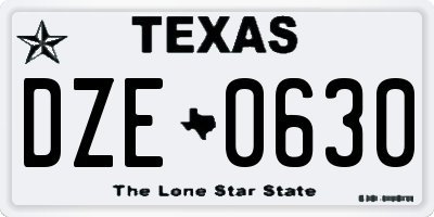 TX license plate DZE0630