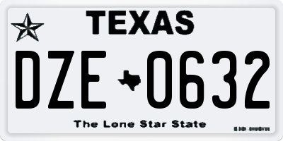 TX license plate DZE0632