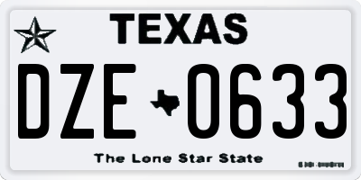 TX license plate DZE0633