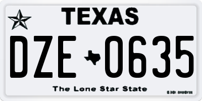 TX license plate DZE0635
