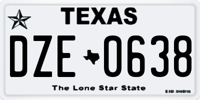 TX license plate DZE0638