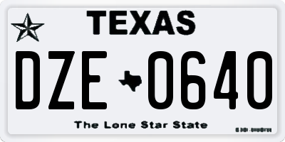 TX license plate DZE0640