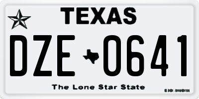 TX license plate DZE0641
