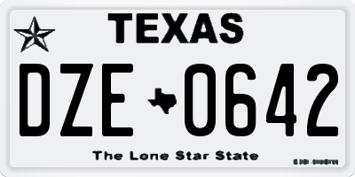 TX license plate DZE0642