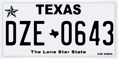 TX license plate DZE0643
