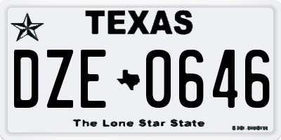 TX license plate DZE0646