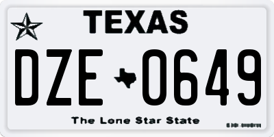 TX license plate DZE0649