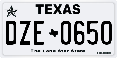 TX license plate DZE0650