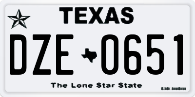 TX license plate DZE0651