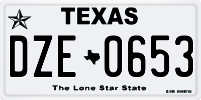 TX license plate DZE0653