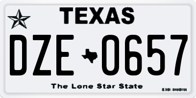 TX license plate DZE0657