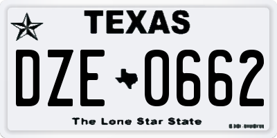 TX license plate DZE0662