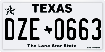 TX license plate DZE0663