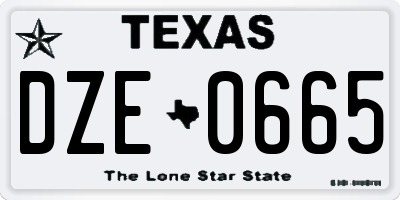 TX license plate DZE0665