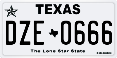 TX license plate DZE0666
