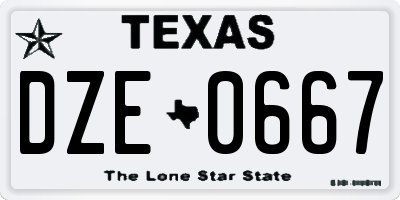 TX license plate DZE0667