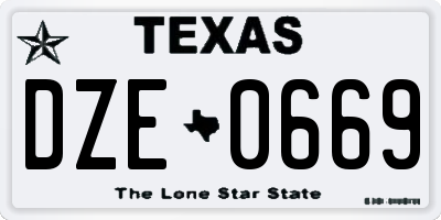 TX license plate DZE0669