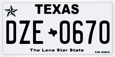 TX license plate DZE0670