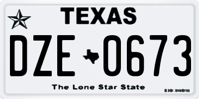 TX license plate DZE0673