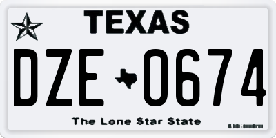 TX license plate DZE0674