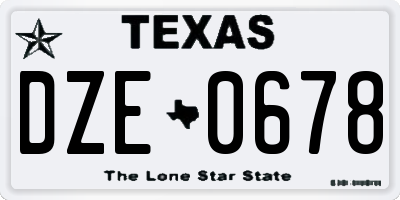 TX license plate DZE0678