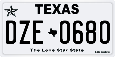 TX license plate DZE0680