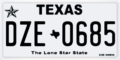 TX license plate DZE0685
