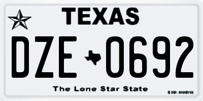TX license plate DZE0692