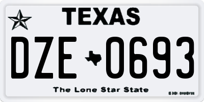TX license plate DZE0693