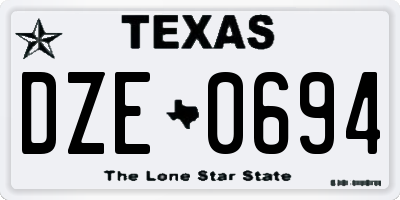 TX license plate DZE0694