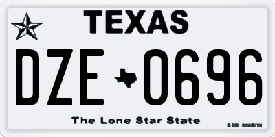 TX license plate DZE0696